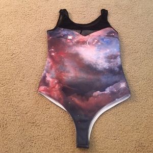 Galaxy print iheartraves bodysuit
